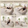 Right corner sofa 263x171x 59cm, free combination, without assembly 4-seater L-shaped sofa with beige corduroy chaise longue