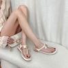 Yuanlitong Flat-soled Sandals Female Toe Fairy Style Temperament Soft-soled Slippers Female Summer Versatile Casual Cool Slippers Female
