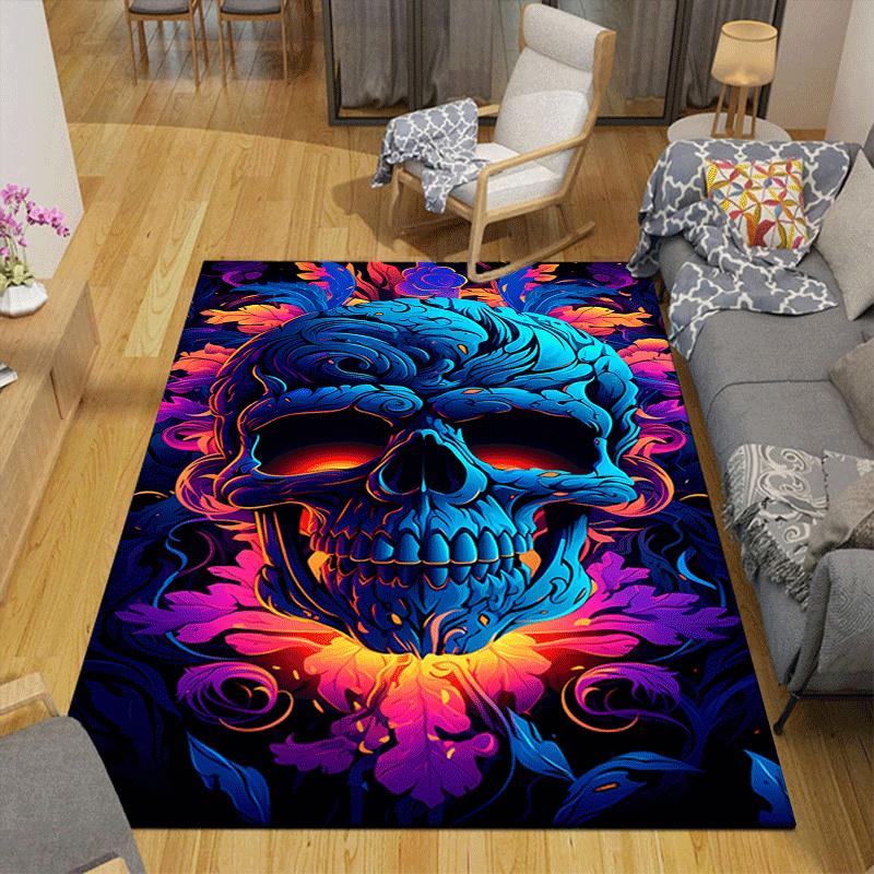1pc Horror Skull Design Area Rug - Soft, Anti-Slip, and Durable Gaming Room Decor for Bedroom
