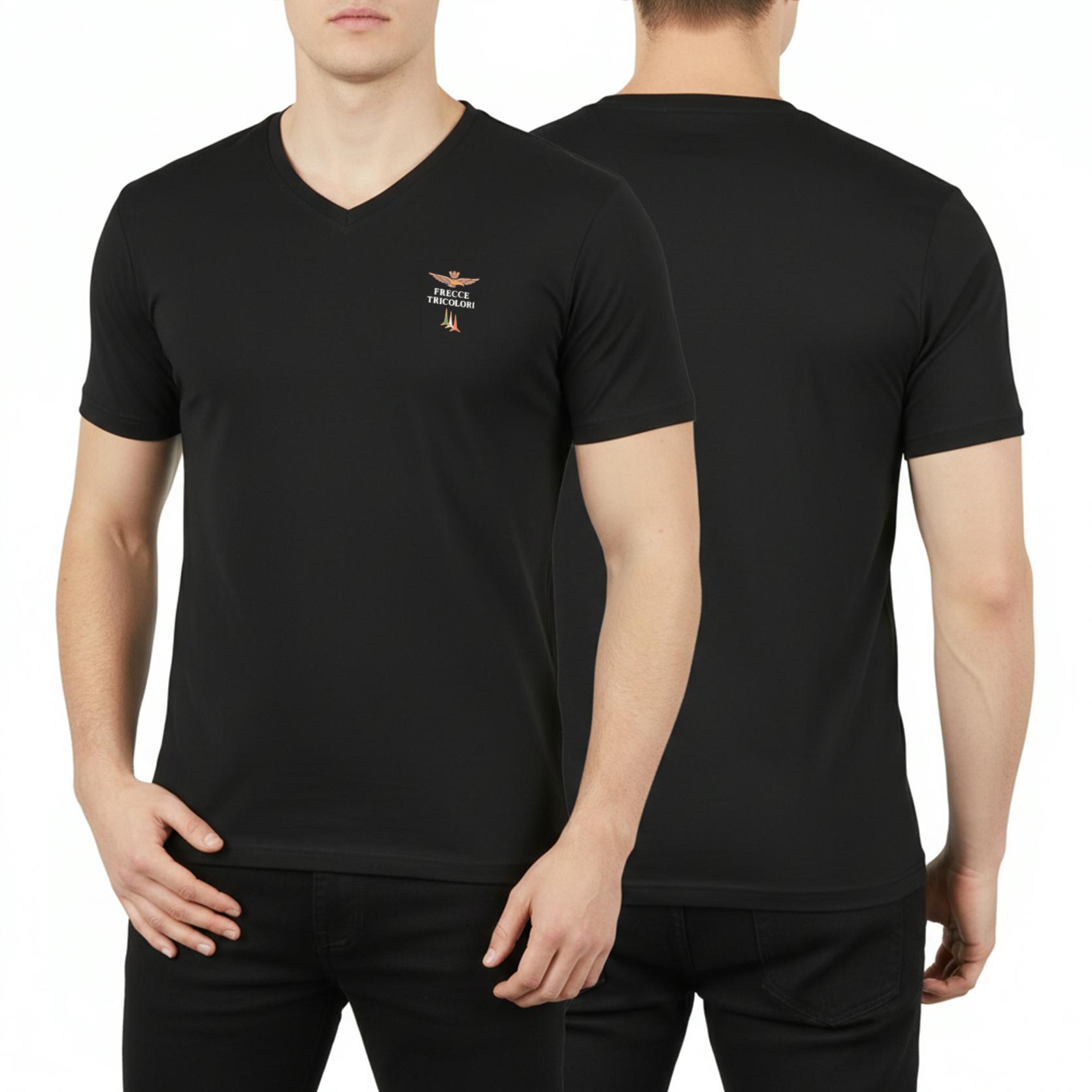SuperMerchantEU Aeronautica Militare zwart t-shirt heren v-hals SCOTI006J508-34300 M
