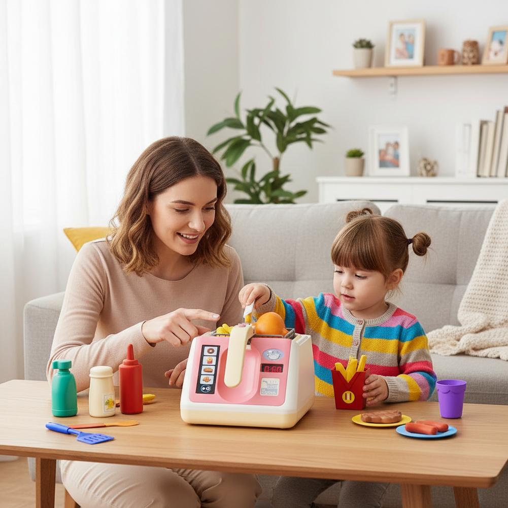 Simulation Fryer Pretend Toy Color Changing Children Household Cooking Appliances Small Role-ing Fryer Toy Kitchen O2q7
