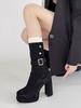 Spice Girl Waterproof Platform High-heeled Boots Children 2025 Summer New Absolutely Unique Child Fashion Versatile Thick Heel Elastic Thin Boots