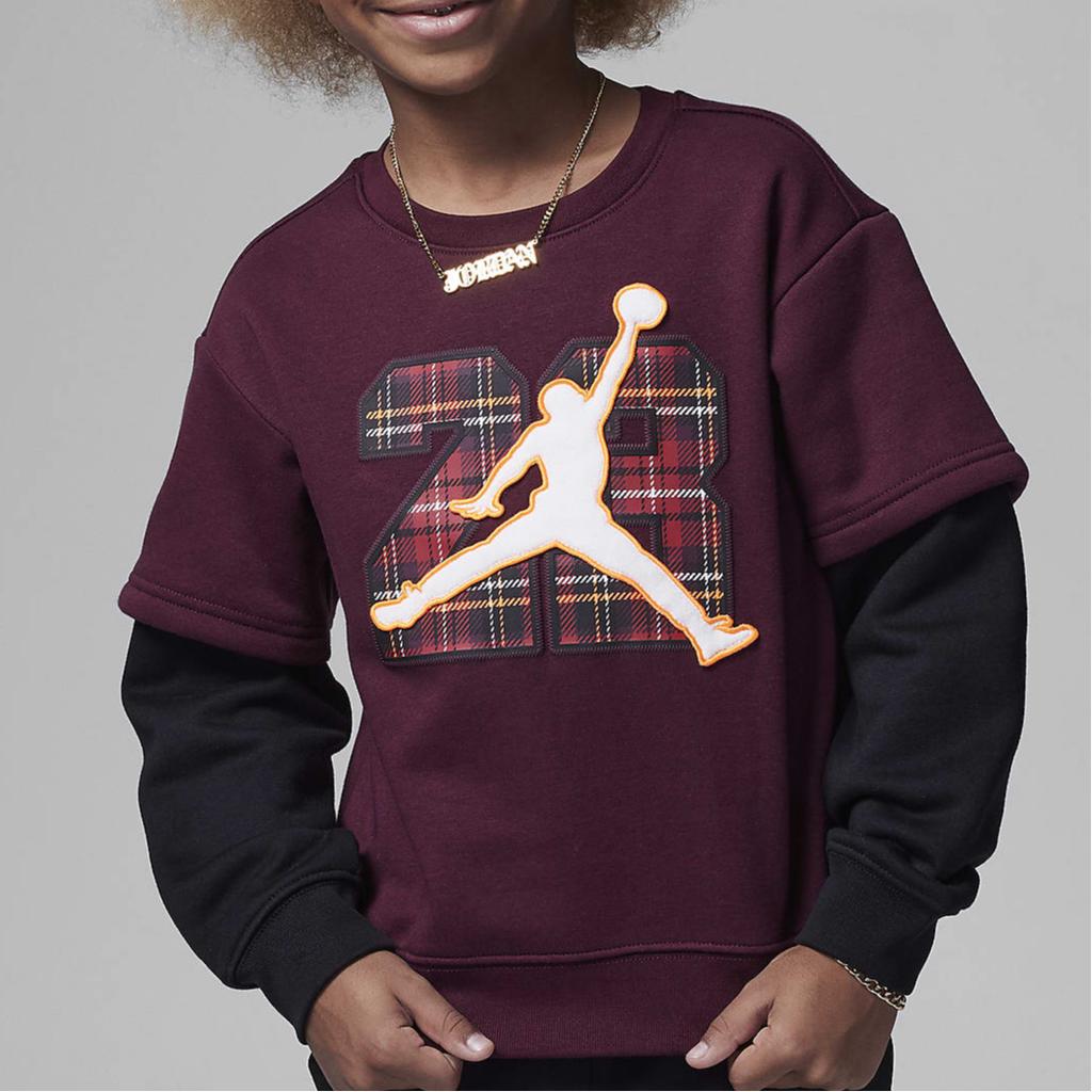Jordan Comfortable Loose Color Block Versatile Hoodie Kids Hoodies Port-Wine JD2342078GS-002