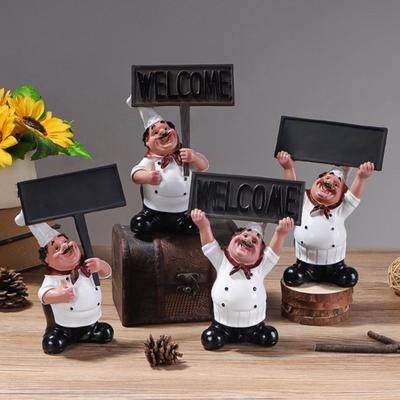 Fat Chef Resin Figurine Message Board Toothpick Holder Resin Chef Statue Sculpture Kitchen Counter