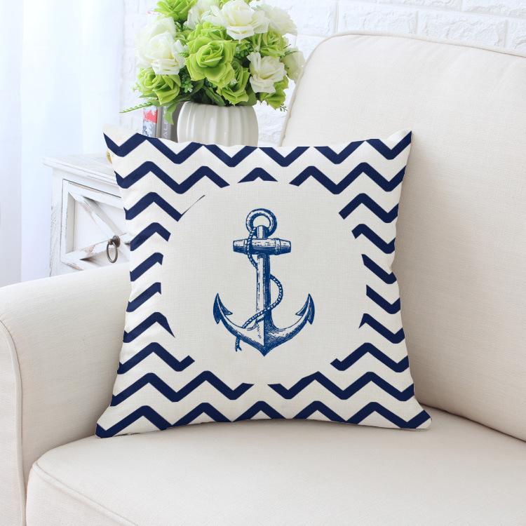 Home Decor Nautical Themed Pillow Covers with Sea Symbols Pattern Cushion Cover Suitable for Sofa Bedroom Car Pillow Cover