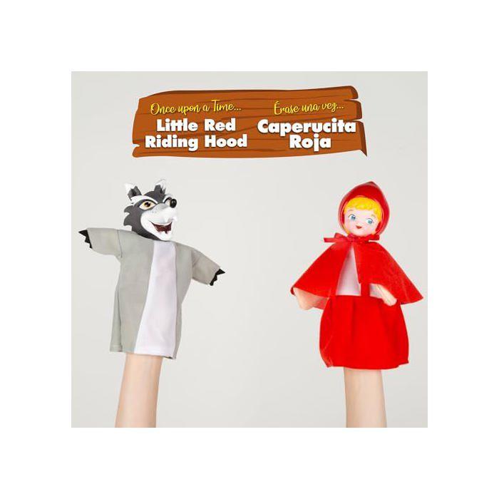 Lot de marionnettes à main - COLORBABY - 4 pièces - 25 cm - Petit Chaperon rouge - Tissus doux - Détails brodés