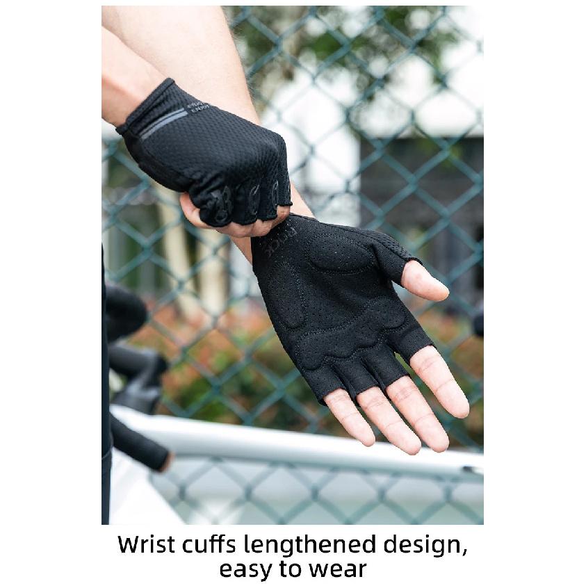 ROCKBROS Half Finger Gloves SBR Palm Pads Breathable Anti-shock Cycling Gloves High Elasticity Fitness Bicycle Fingerless Gloves