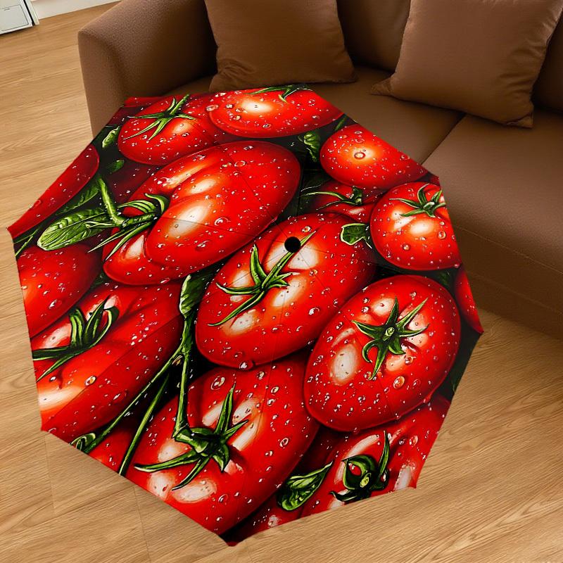 1PC Tomato Waterdrops Umbrella-8-Rib Reinforced, Automatic Open, Lightweight & Durable, Fashion Accessory for Outdoor-L0339