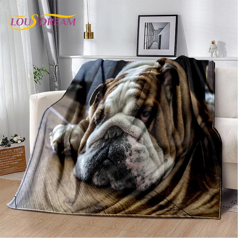 Cartoon French Pit Bull Dog Pet Soft Plush Blanket,Flannel Blanket Throw Blanket for Living Room Bedroom Bed Sofa Picnic Cover