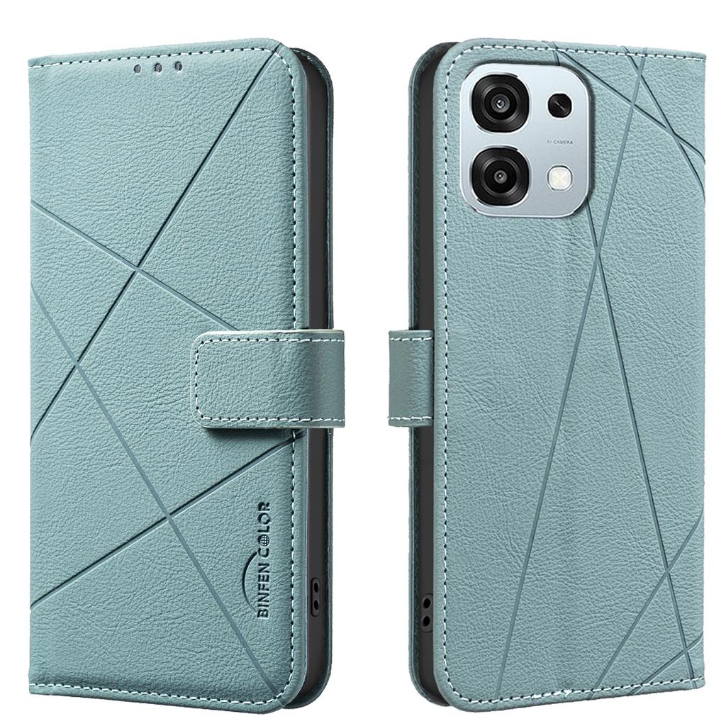 For Oppo A6 Pro 5G Case BINFEN COLOR BF35 Geometry Imprinted Leather Phone Cover RFID Blocking Wallet Stand