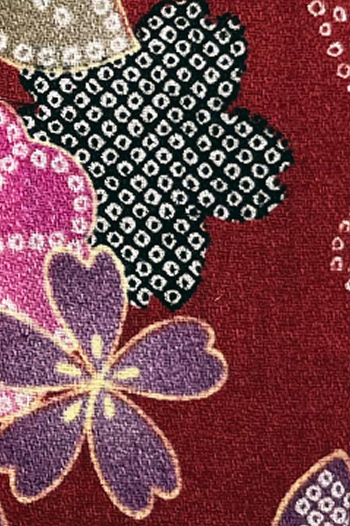 Spice Note Guitar Strap, WAGARA Series, Made in Japan with Japanese Pattern Fabric, Length 860mm-1470mm, Burgundy, ES-PWG50F2BY