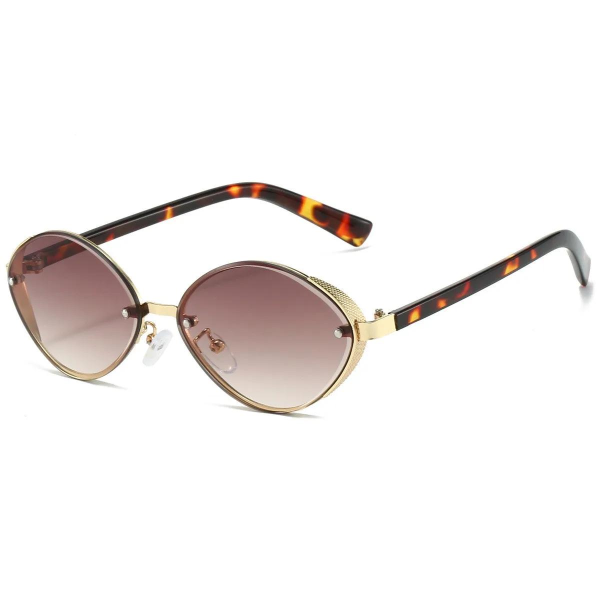 

Fashionable Vintage Retro Metal Oval Cat Eye Sunglasses for Women s Fashion Street Style Trend Versatile Eyeglasses UV400 Sunglasses Eyewear