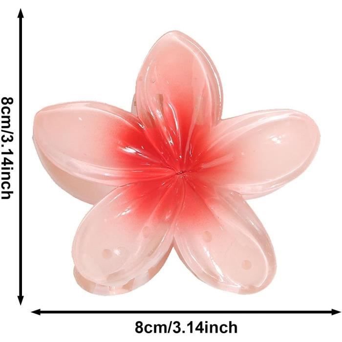 Pince à cheveux - Plumeria hawaïenne - 2pcs - 8 cm - Antidérapante - Couleurs vives