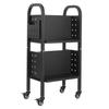 2-Tier Rolling Book Cart Double Sided L-Shaped Shelves Book Truck In Black