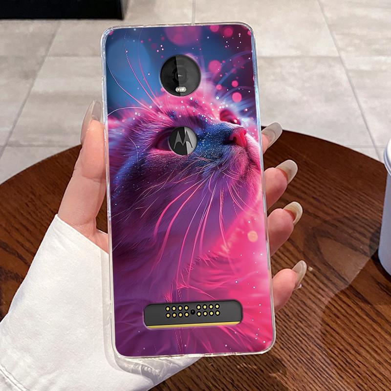 Hülle Für Motorola Moto Z4 Play Hülle Ästhetisch Mode Niedliche Katze Astronaut Weiches Silikon Schutzhülle Transparente Handyhülle