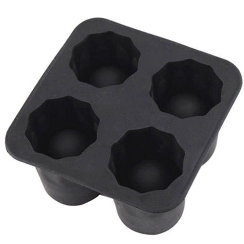 Durable 4-cup Ice Cube Shot Silicone Shooters Glass Freeze Molds Tray For Parties