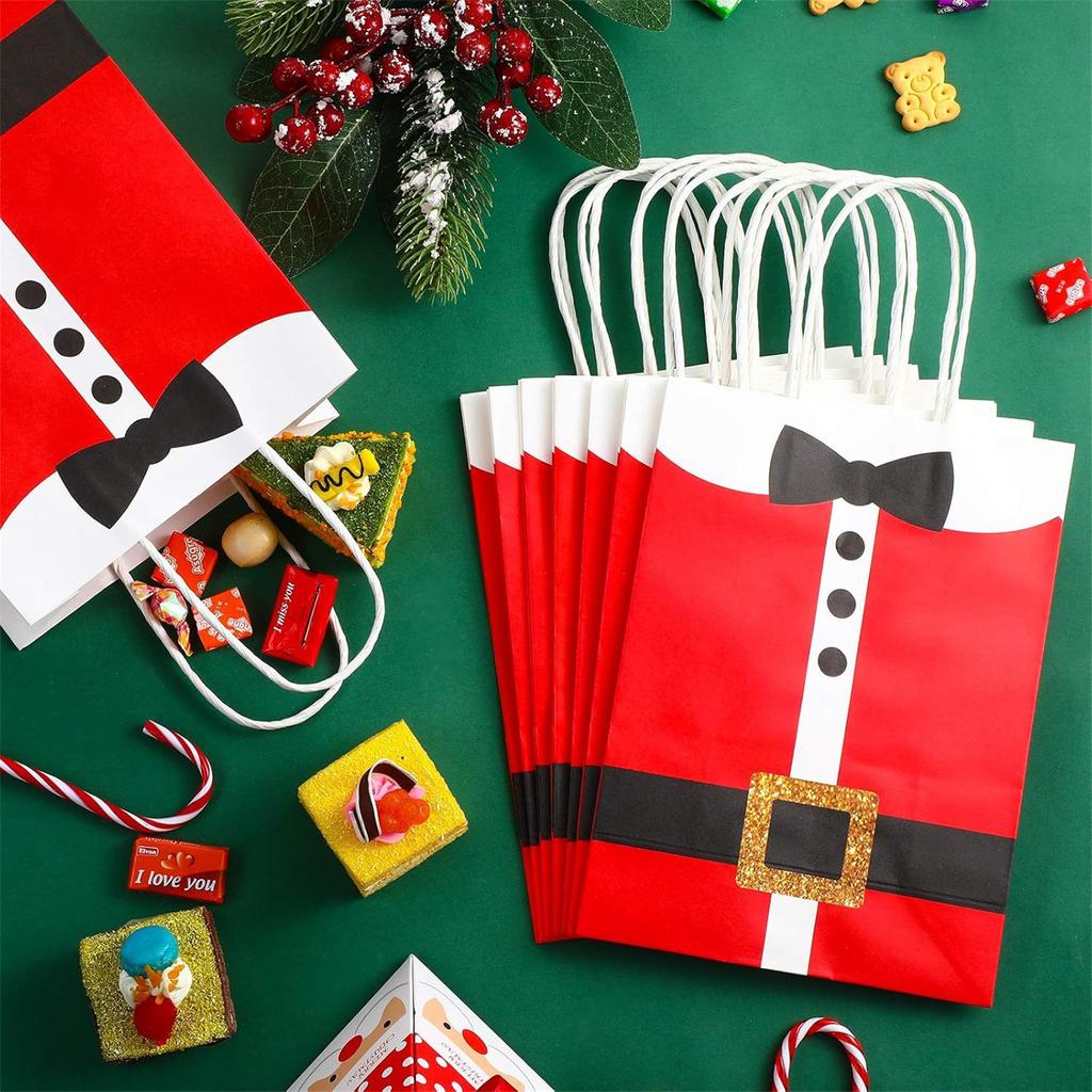 Christmas Themed Large Gift Bags Bulk 12 Pack Efficient Kraft Paper Parties Bags With Multiple Occasion Use For Celebration