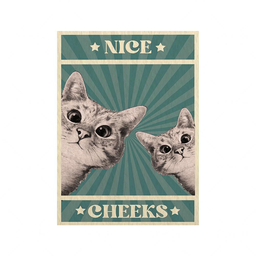 Pooper du Plakat Baderom Morsomt skilt Lerretstrykk Søt katt Fine kinn Sitat Kunst til maling Veggbilde Toalett WC Dekor