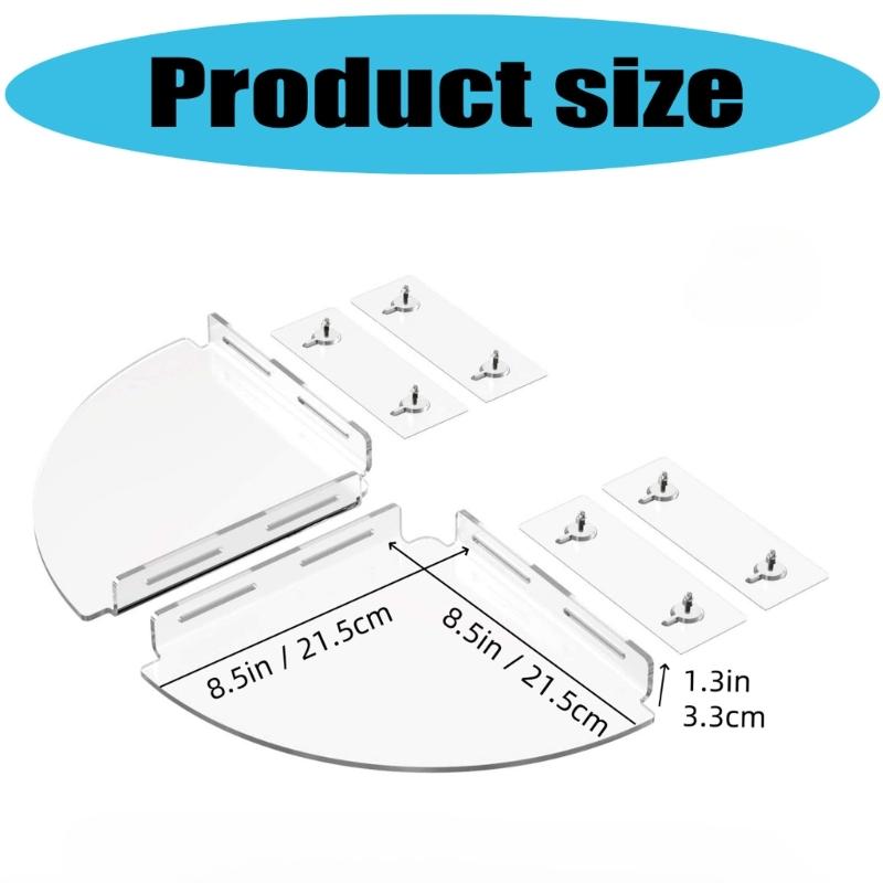 Pack of 2 Adhesive Mounted Clear Shower Shelves No Drilling Bathroom Organizers with High Weight Capacity