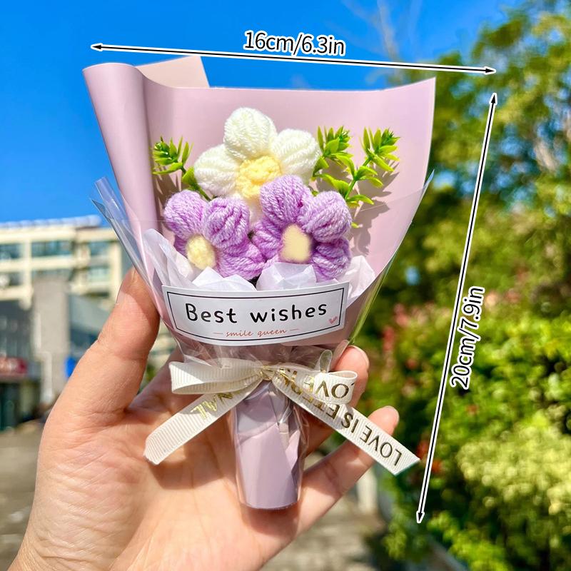 Sunflower Bouquet Gift Handmade Knitted Creative Valentine's Day Gifts For Girl DIY Simulate Bouquet Handmade Knitted Bouquet