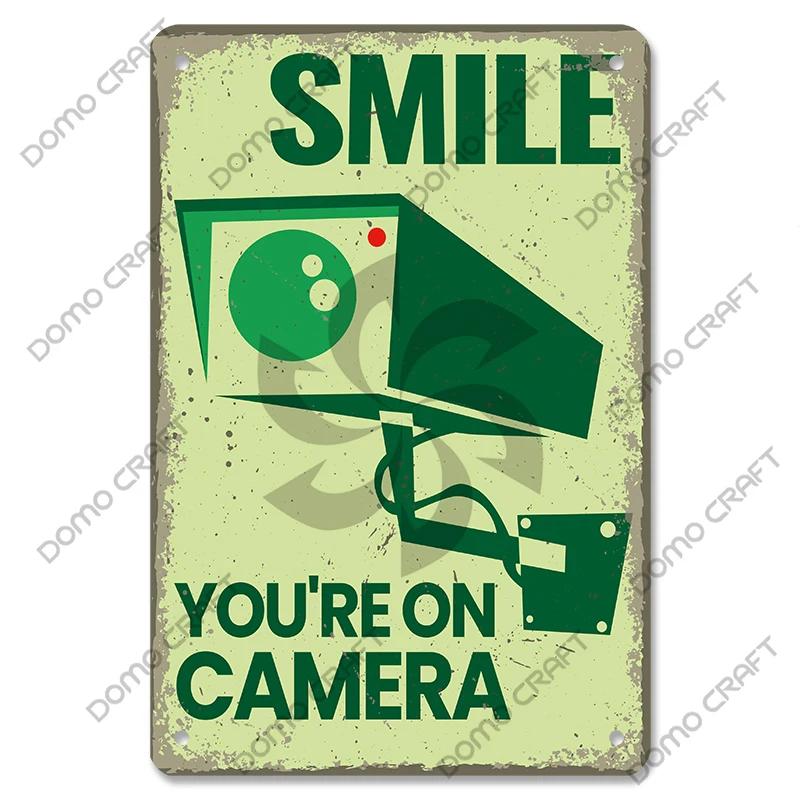 Blechschilder mit Warnung „CCTV“, Metallplakette, Hinweis „24-Stunden-Überwachungskamera“, Vintage-Poster, Metallplatte, Wanddekoration für Einkaufszentrum, Laden, Bar, Zuhause