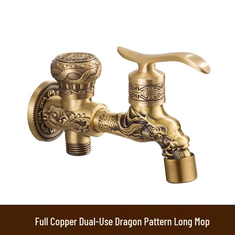 Dragon Pattern Dual-Outlet Brass Faucet