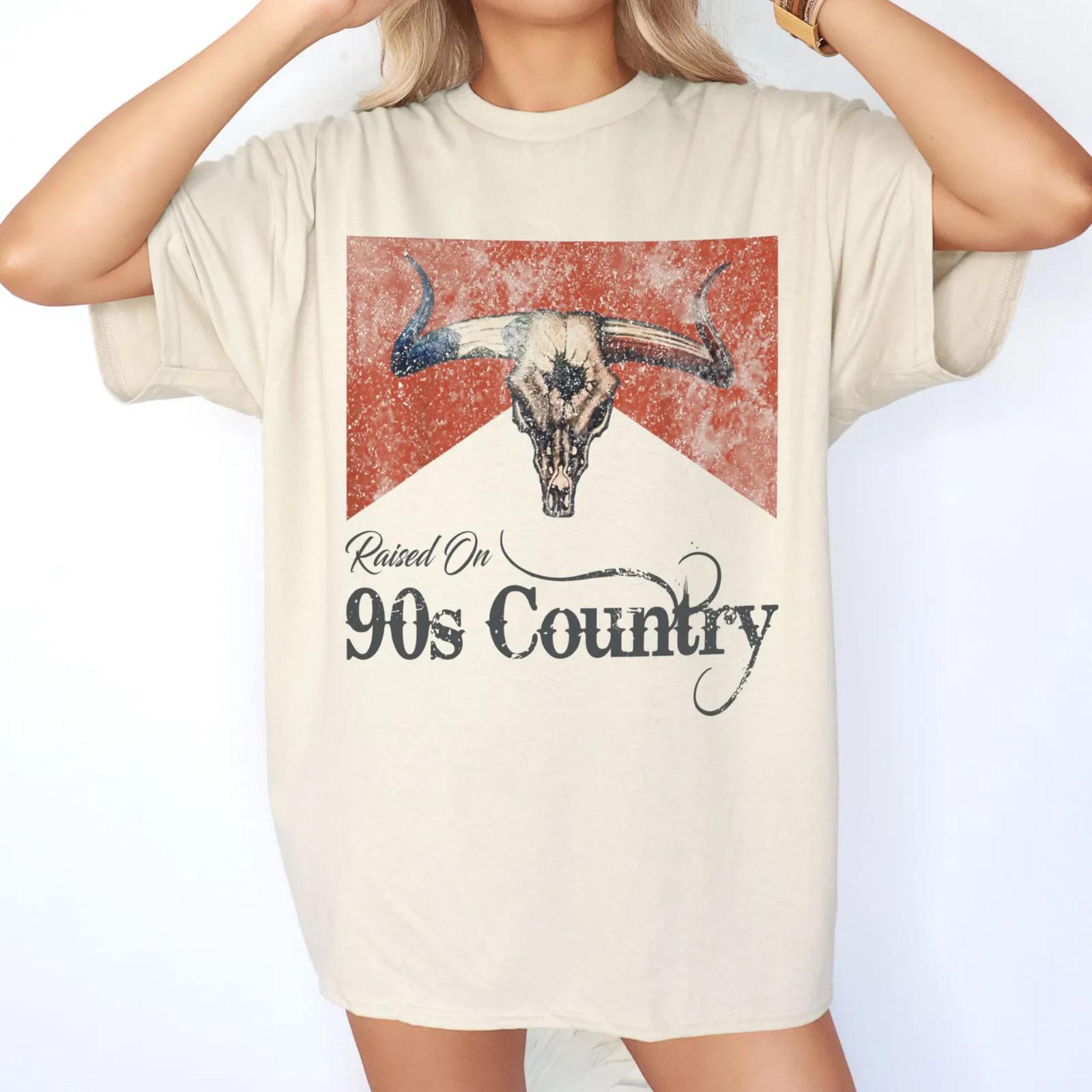 Distressed vintage raised on 90s country shirt, western cowgirl style t-shirt XXXL