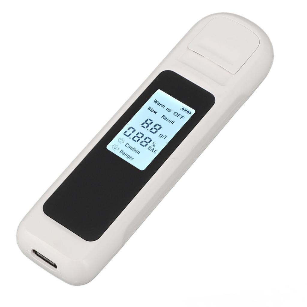Alcohol Tester High Accuracy LCD Display USB Charging Portable Automatic Shutdown Breath Alcohol Tester for Home White