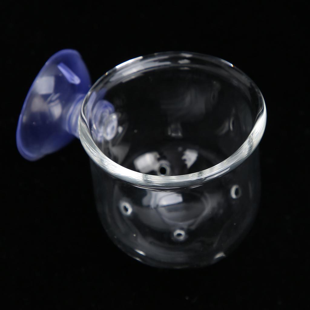 Small   Glass Plant Feeding Cup Fish Red Worm Feeder Cups for Aquarium(S)