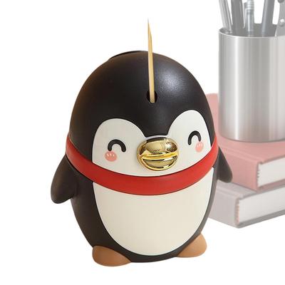 Toothpick Holder Dispenser Home Use Luxury Toothpick Box Cute Penguin Semi-Automatic Storage Supplies For Kitchen