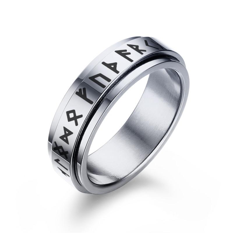 

Vnox Retro Punk Viking Rune Stainless Steel Rings for Men,6/8mm Spinner Wedding Band Casual Jewelry,Stress Release Accessory 6
