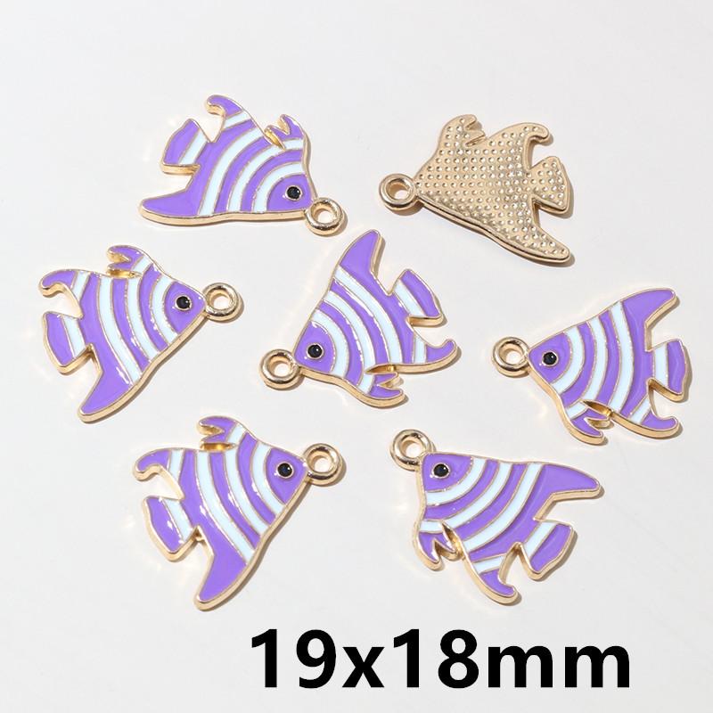 20pcs Enamel Fish Charms Pendant for Earrings Necklace Bracelet Findings Alloy Metal DIY Jewelry Making Accessories
