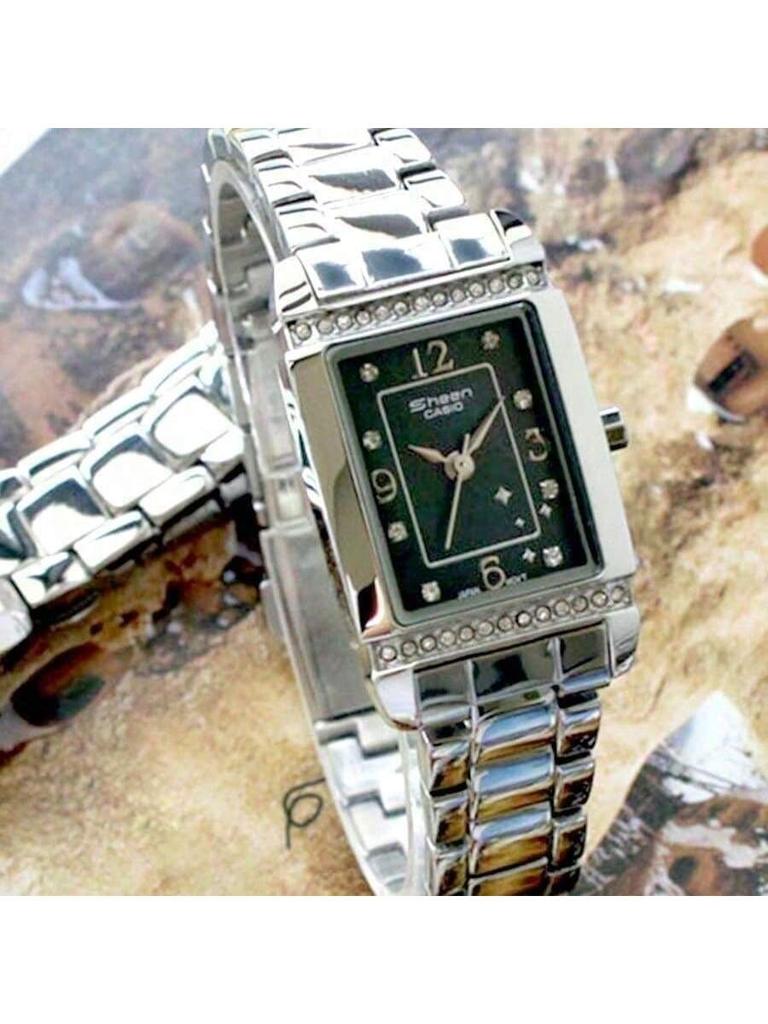 Casio - Stainless Steel Strap Black Dial Women's Quartz Watch SHN-4016D-1ADS
