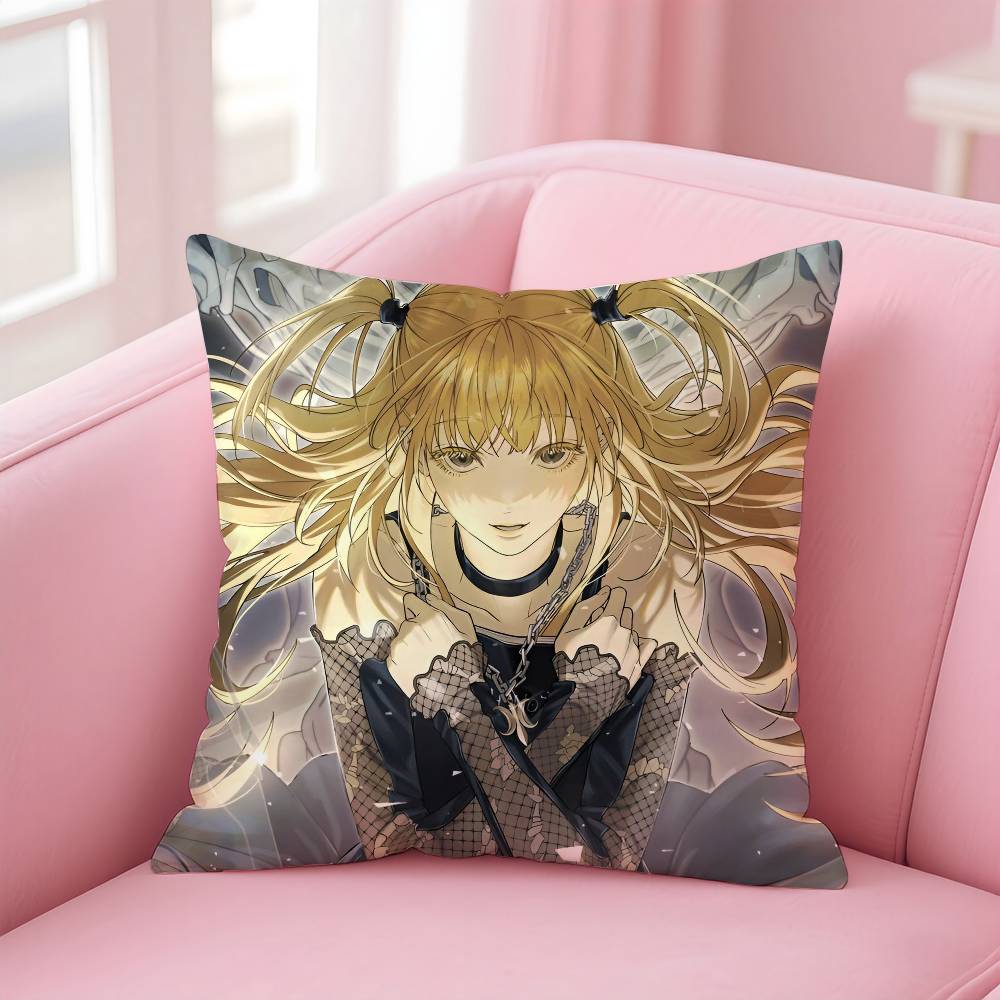 Anime D-DeathNote M-Misa Amane Kissenbezug Milbenabweisender Kissenbezug Unsichtbarer Reißverschluss Seidig kurzer Plüsch Sofakissenbezug