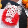 Flutter Sleeves Cat Tutu Skirt Rose Pattern Puppy Floral Vest Cat Cake Skirt  Bichon Frise Dog