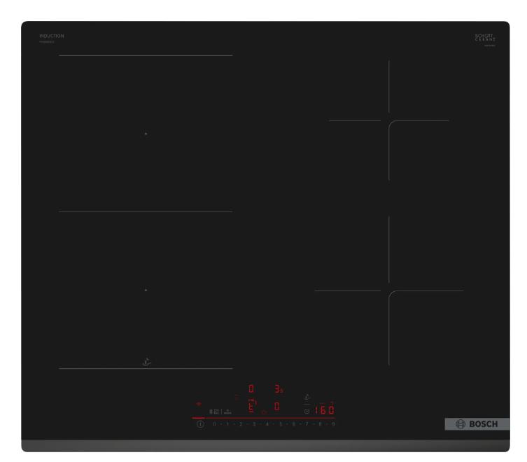 Bosch | PVS63KHC1Z Series 6 | Induction Hob | 4 Burners/cooking Zones | Touch Panel | Timer | Black