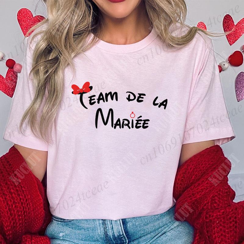 Bachelorette Hen Party Evjf Future Team Bride T-Shirt French Women Short Sleeved Tees Graphic Tops Bridal Shower Wedding Clothes