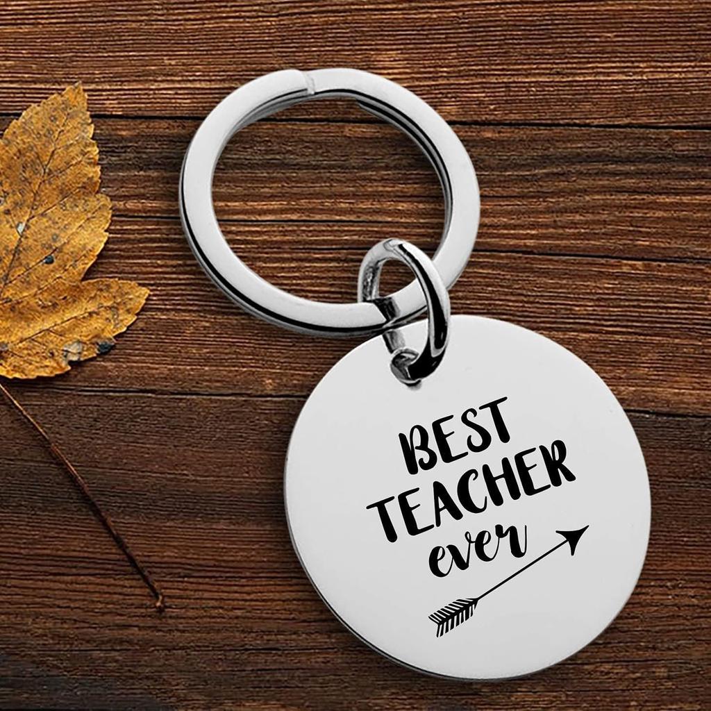 Best Teacher Ever Stainless Steel Keychain Thanksgiving Design Fashion Bag Pendant Practical Teacher's Day Appreciation Gift