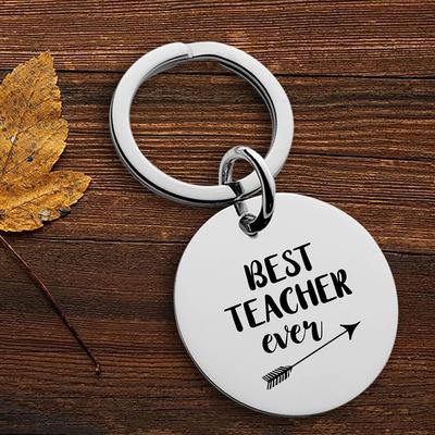 Best Teacher Ever Stainless Steel Keychain Thanksgiving Design Fashion Bag Pendant Practical Teacher's Day Appreciation Gift