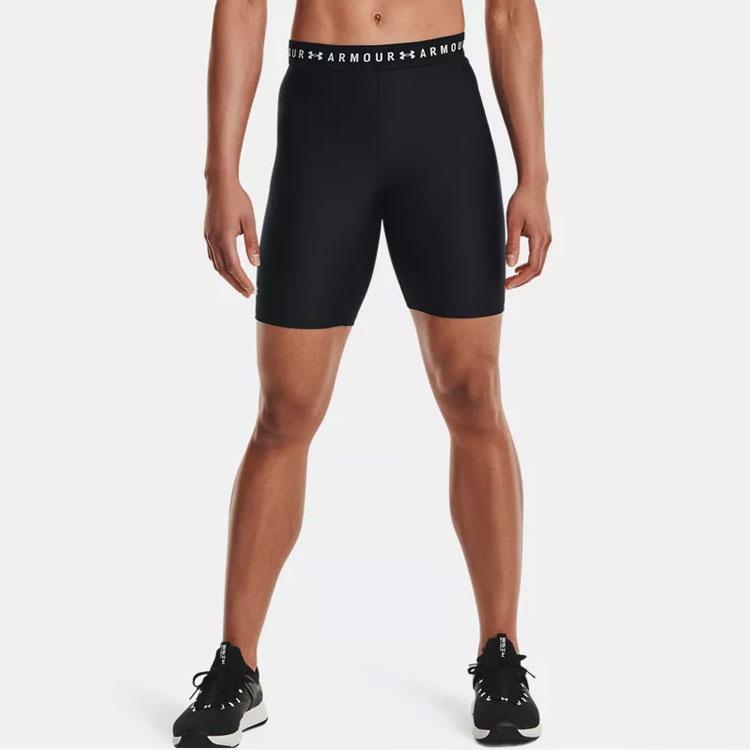 Under Armour Solid Color Letter Waistband Fitness Shorts Women Shorts Black 1362872-001
