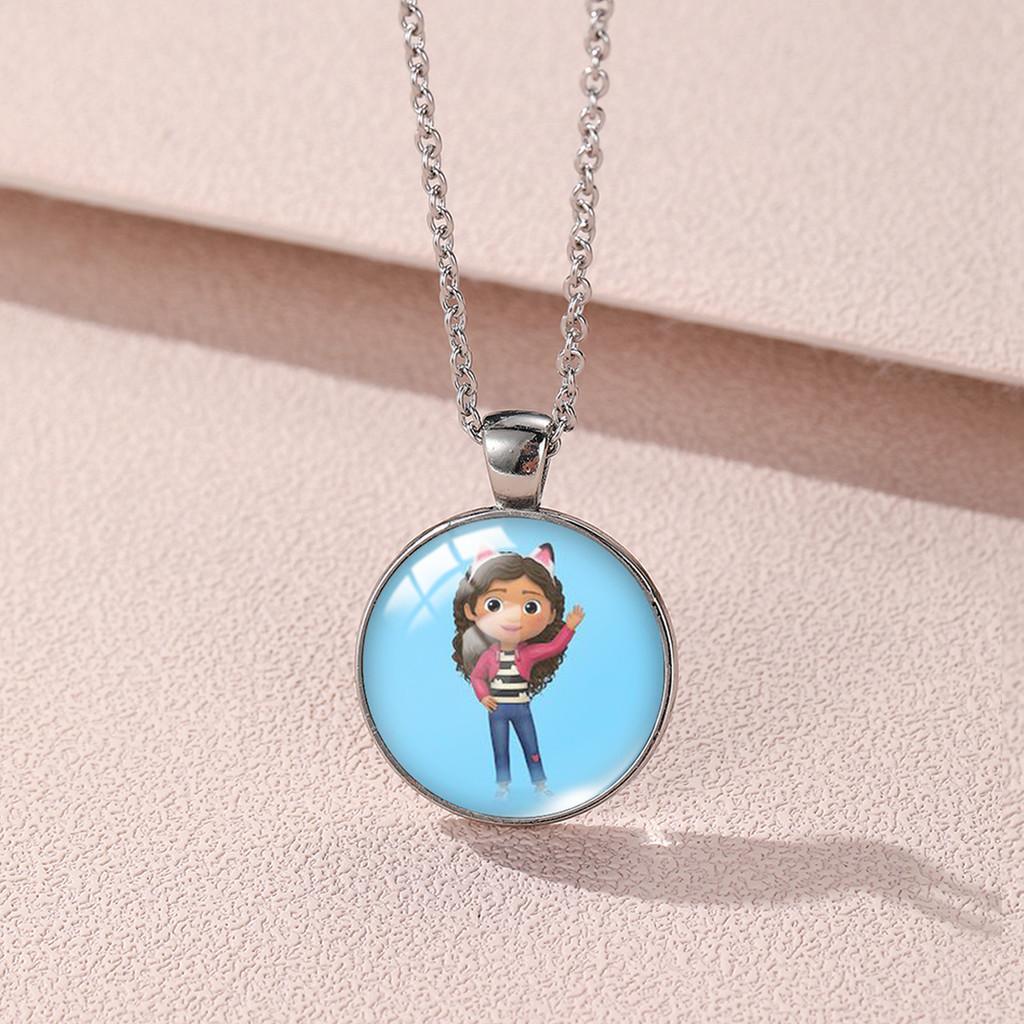 Gabby's Dollhouse Geometric Alloy Necklace With Colorful Gemstone Pendant For All Styles