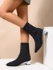 Fashion 2025Autumn/Winter New Low Tube Soft Face Fashion Boots Water Diamond Thick Heel Flying Weaving Square Head Short Boots