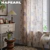 1 szt. NAPEARL Vintage w stylu wiejskim, kwiatowy nadruk, frędzle, półzaciemniająca zasłona na małe okno, do kuchni, sypialni, salonu, na balkon, dekoracja domu