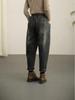 Women's Retro Washed Harem Jeans: Elastic Waist, Plus Size, Loose Fit, Slimming, Long Pants