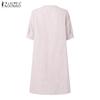 ZANZEA Women Round Neck Short Sleeve Striped Casual Shirts Dress