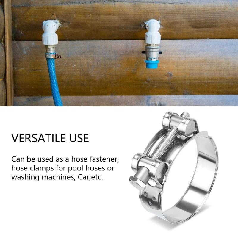 Pack of 4 Steel Hose Clamps Corrosion Resistant Providing Strong & Tight Grip for Home & Industrial Hose Applications