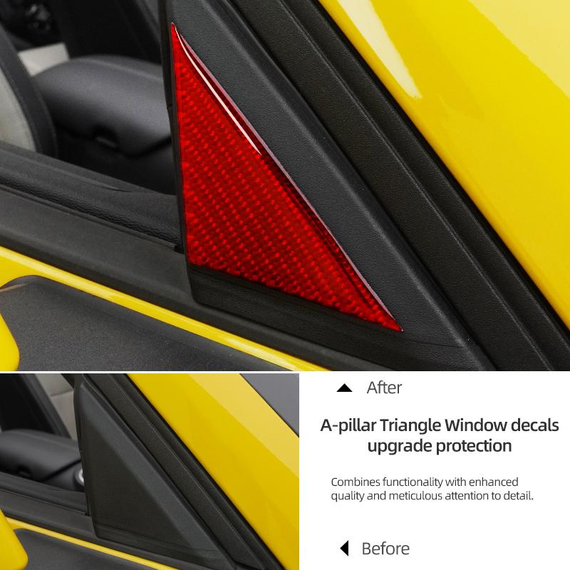 Carbon Fiber For Ford Mustang GT 2024 2025 A-pillar Triangular Trim Protective Sticker Tuning Car Exterior Decor Accessories
