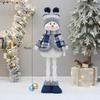 Blue Telescopic Snowman Plush Doll Christmas Decoration