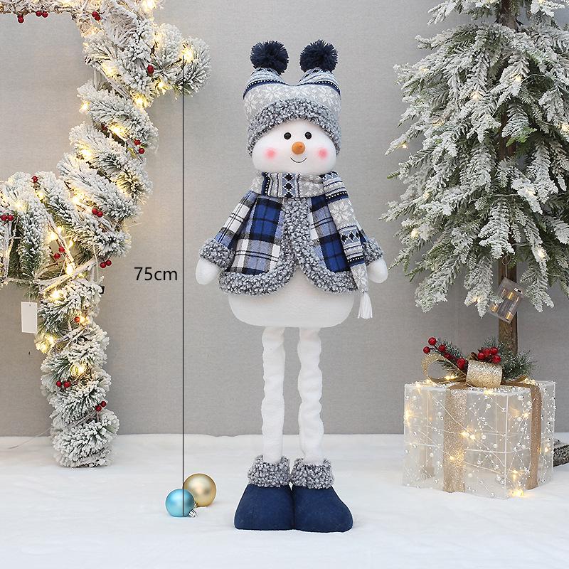 Blue Telescopic Snowman Plush Doll Christmas Decoration