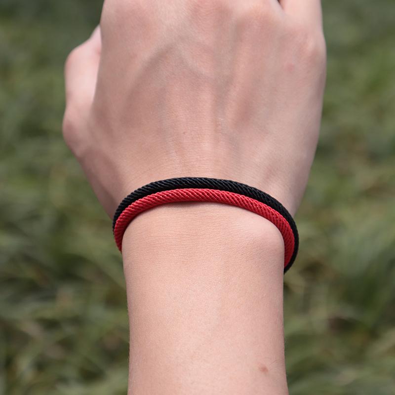 Bracelet Corde Réglable Unique Unisexe Noir Boucle Aventure Extérieure Bracelet Chanceux Rouge Bracelet Couple Bijoux Amitié Cadeau
